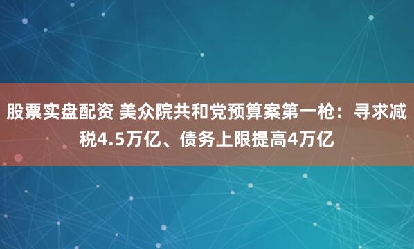 股票实盘配资 美众院共和党预算案第一枪：寻求减税4.5万亿、债务上限提高4万亿