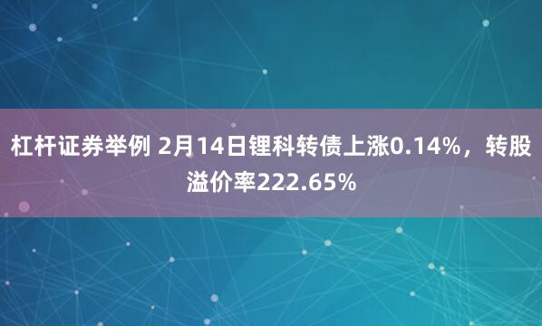 杠杆证券举例 2月14日锂科转债上涨0.14%，转股溢价率222.65%