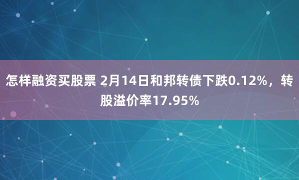 怎样融资买股票 2月14日和邦转债下跌0.12%，转股溢价率17.95%