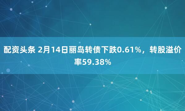 配资头条 2月14日丽岛转债下跌0.61%，转股溢价率59.38%