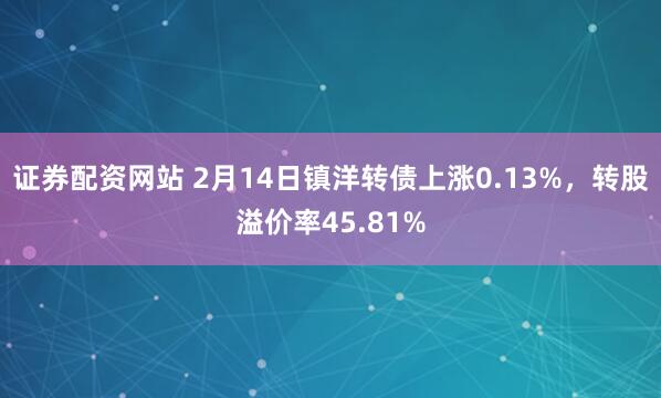 证券配资网站 2月14日镇洋转债上涨0.13%，转股溢价率45.81%